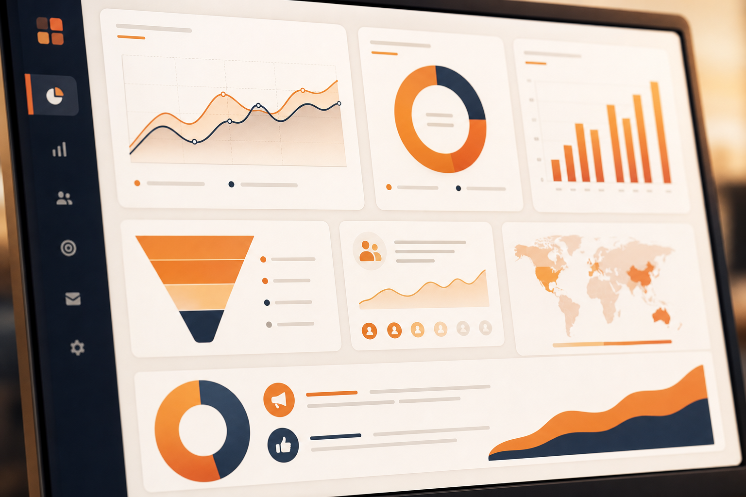 Dashboard med marketing-performance og budgetfordeling